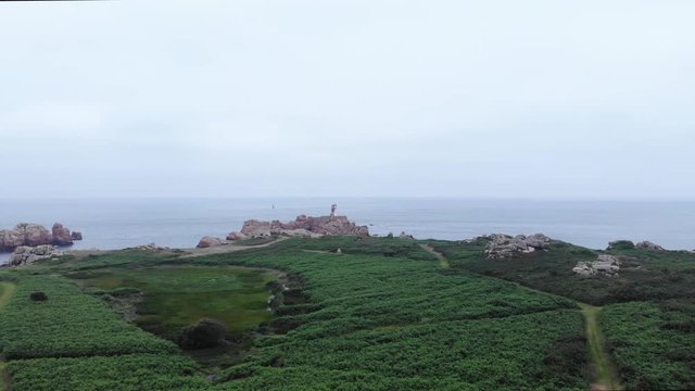beautiful aerial view of phare du Paon, Brehat island, Bretagne, France, 9.8.20 Brehat is an island and commune located near Paimpol, a mile off the northern coast of Brittany.