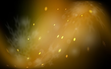 Dark Green, Yellow vector texture with colored snowflakes. Snow on blurred abstract background with gradient. New year design for your business advert.