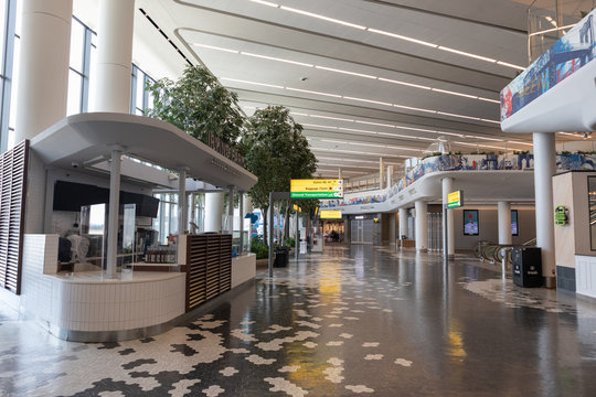 LaGuardia Airport Terminal B With Closed Restaurants During The Covid 19 Outbreak On July 8, 2020 In New York, New York