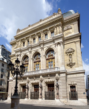 Paris, France - April 14, 2019: Opera Comique (Comic Opera) facade in Paris