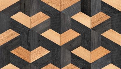 Wooden boards texture. Old seamless wooden wall with geometric pattern. 