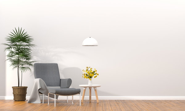 Modern living room interior, 3d rendering.