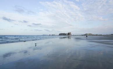 Reflection of cloud pattern on low tide sandy beach, Puerto Penasco, Sonora, Mexico