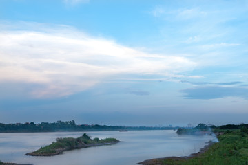 sunset over the river