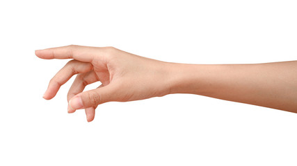 Hand reach and ready to help or receive. Gesture isolated on white background with clipping path.