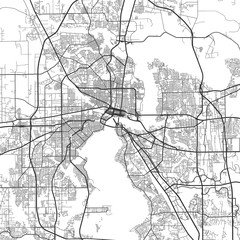 Urban city map of Jacksonville. Vector poster. Grayscale street map.
