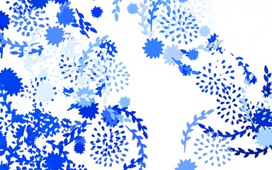 Light BLUE vector doodle backdrop with flowers, roses.