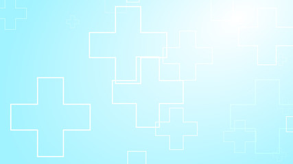 Medical white blue cross pattern background.