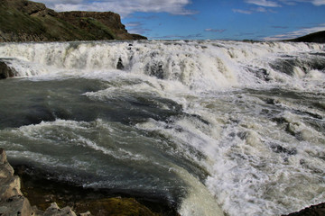 A view of the Gulfoss waterfall in Iceland