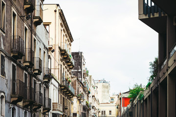 CATANIA, ITALY - January 19, 2019: Street view of downtown in Catania, Italy