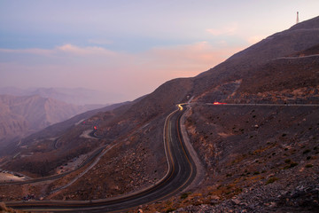 View from Jebael Jais mountain of Ras Al Khaimah emirate. United Arab Emirates,