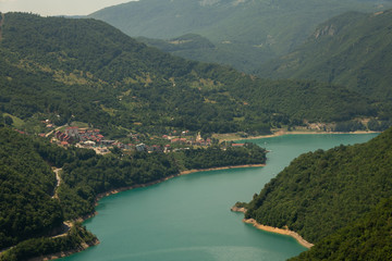 The town of Pluzine by the river Piva