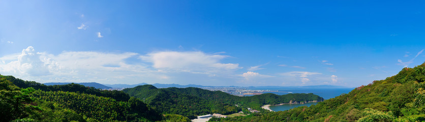 日峯山展望台から徳島市街方面を望む　パノラマ風景(徳島県徳島市)