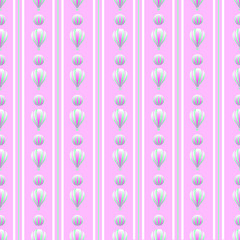 Seamless pattern with hot air balloon on a pink background