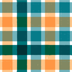 Gingham seamless pattern. watercolor strokes checkered plaid, rustic tartan background, vector. vector summer print