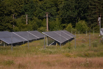 group of photovoltaic panels. changing environment. solar energy