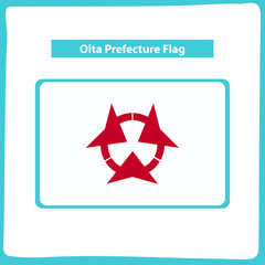 Flag Oita Prefecture Japan Flat Design
