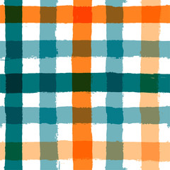 Gingham seamless pattern. watercolor strokes checkered plaid, rustic tartan background, vector. vector summer print