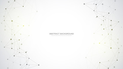 Abstract polygonal background with connecting dots and lines. Global network connection, digital technology and communication concept.