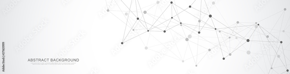 Wall mural website header or banner design with abstract geometric background and connecting dots and lines. gl