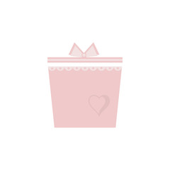 Pink gift box. Isolated element on a white background. Vector image for composition design

