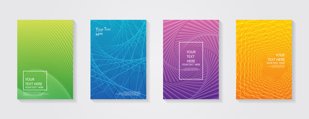 Minimal modern cover design. Dynamic colorful gradients. Future geometric patterns. Blue, pink, yellow, green, orange, purple placard poster template.