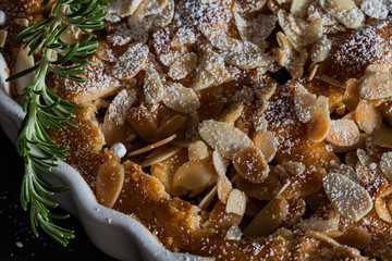 Freshly baked apple pie with apples from our own garden and roasted almonds