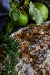 Freshly baked apple pie with apples from our own garden and roasted almonds