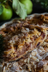 Freshly baked apple pie with apples from our own garden and roasted almonds