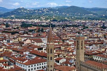 Fototapeta premium View of Florence and the Arno River from the Tower Palazzo Vecchio