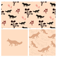 fox woodland seamless pattern