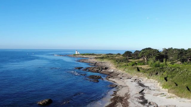 drone view of Groix island in Bretagne, France