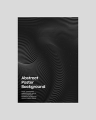 Abstract design, illustration of poster. Black and white wawy lines. Color name eerie black. Template, cover. Concept design. Eps10 vector.