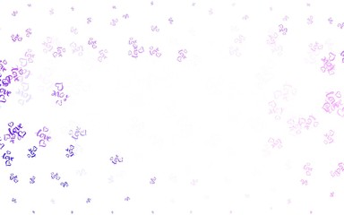 Light Purple, Pink vector template with doodle hearts.