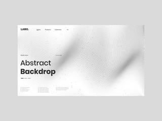 Abstract homepage design. Modern web page design template, concept. Black and white wawy lines. Color name eerie black. Eps10 vector. 