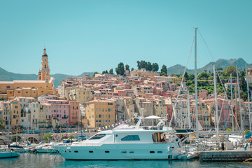 Menton, wonderful city of the cote-d‚ÄôAzur with its marine and architectures,  in a sunny day...