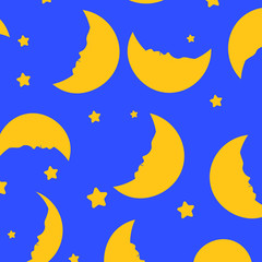 seamless pattern with stars and moon