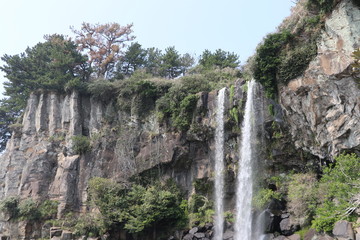 Jeongbang Waterfall on Jeju Island