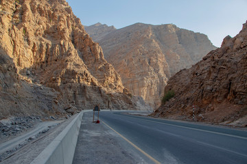 Road to Jebael Jais mountain of Ras Al Khaimah emirate. United Arab Emirates,