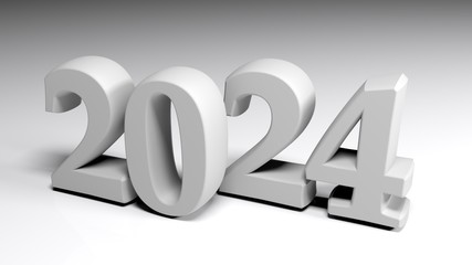 2024 gray write on gray background - 3D rendering illustration