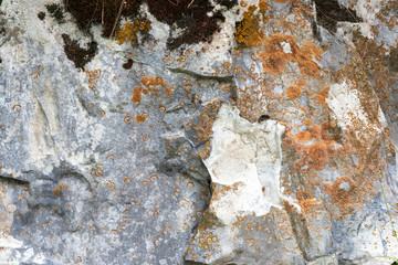 Abstract background with old stone overgrown with moss