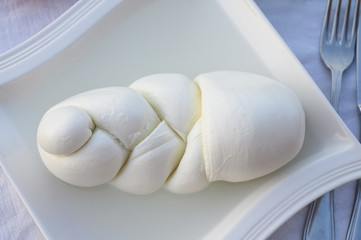 Fresh soft white italian cheese braid mozzarella buffalo made from Italian buffalo's milk by pasta...