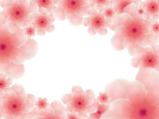 Fototapeta premium Many sizes of pink blossom flowers frame on white background