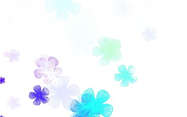 Light Blue, Green vector natural background with flowers.