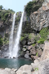 Jeongbang Waterfall on Jeju Island