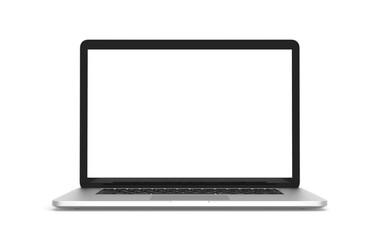 Laptop white gray mockup isolated on white background with clipping path. Front view object....