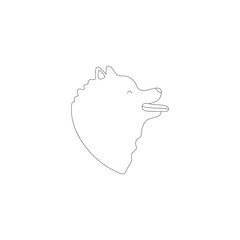 Funny line style icon of pomeranian spitz for different design. Cute family dog for coloring book.