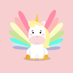 Baby unicorn in flat style. Vector
