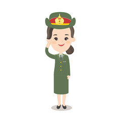 Cartoon in Thai Dress Army Uniform