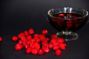raspberry in glass
